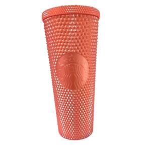 EUC Starbucks Orange Studded Tumbler with Lid -24 oz No Straw